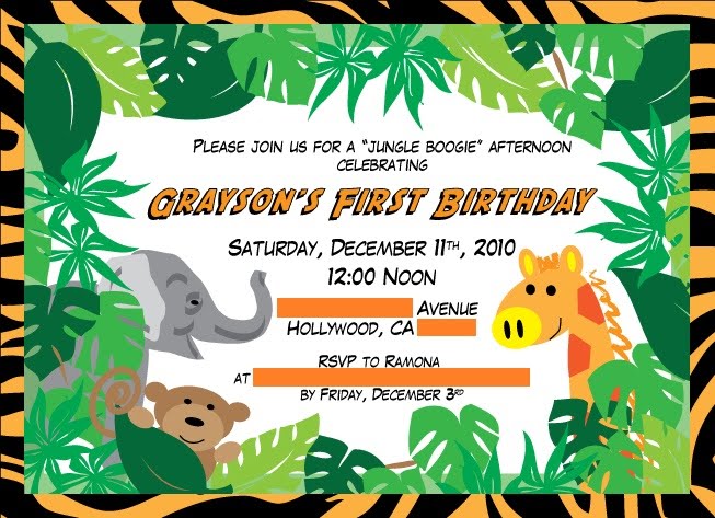 safari themed 1st birthday - invitation