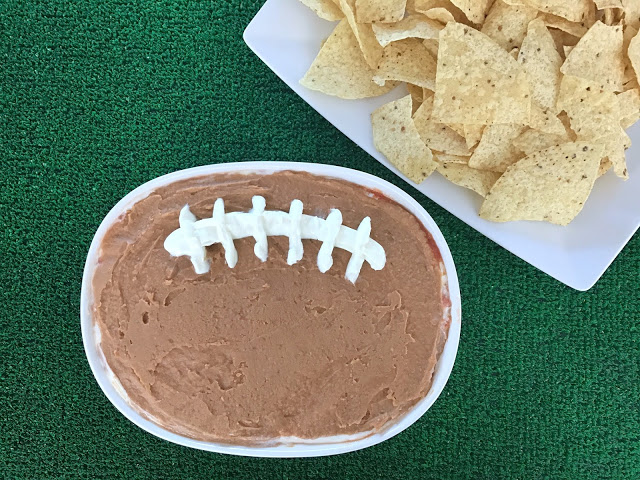 super easy football party food ideas - football layer dip