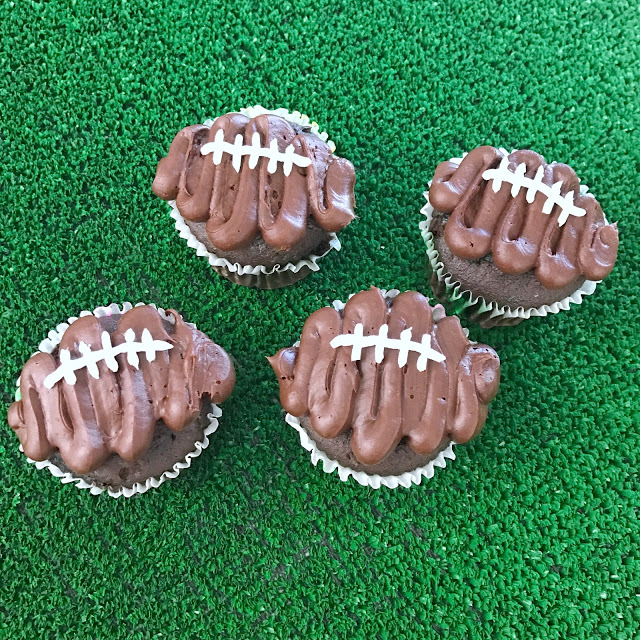homemade football cupcakes for a football party