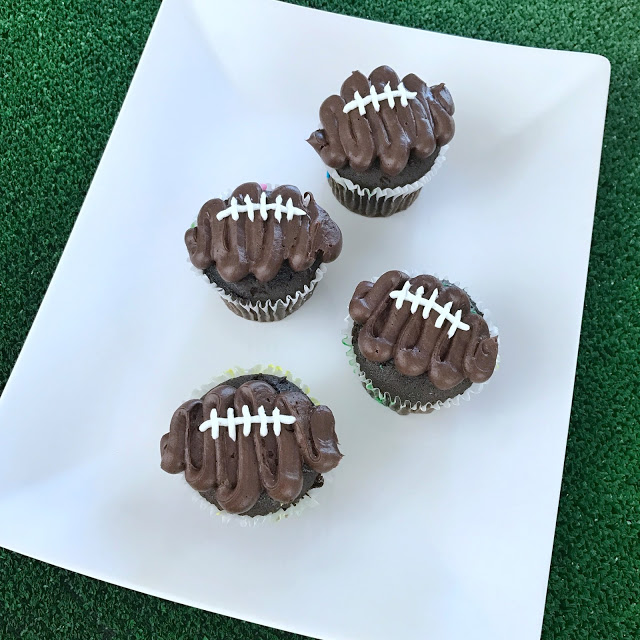 last minute football party food idea: easy football cupcakes
