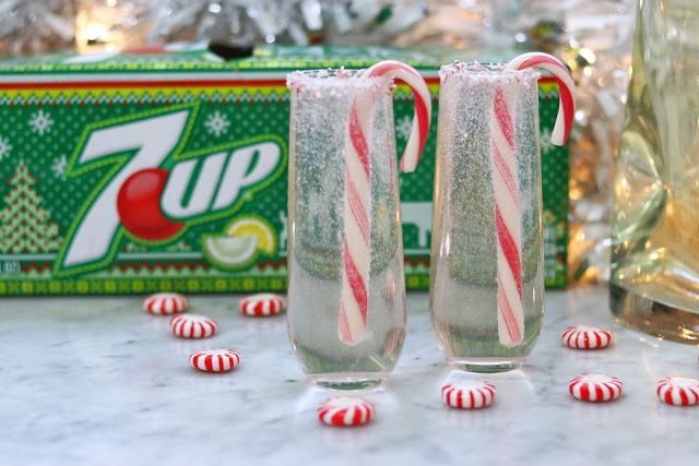 Candy Cane Spritzer cocktail recipe - easy holiday party drink idea