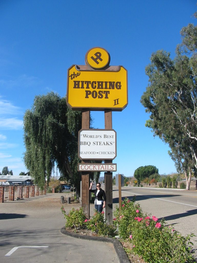 The Hitching Post restaurant in Solvang (featured in the movie Sideways). Great place to stop on a Big Sur road trip.