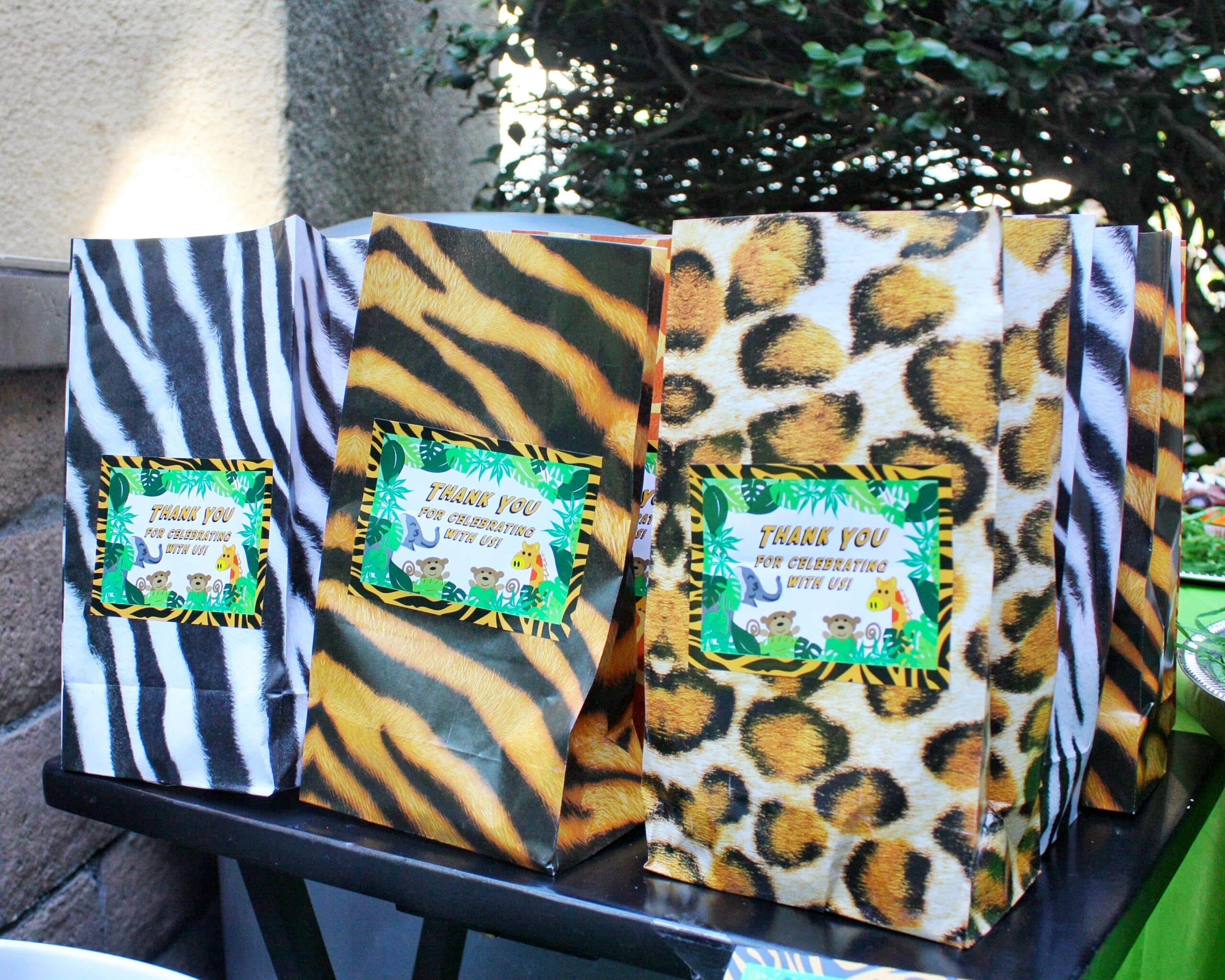 safari themed 1st birthday - party favor gift bags