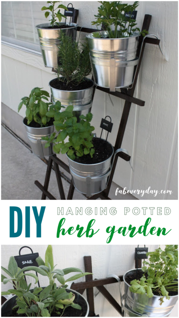 How to Make a Hanging Potted Herb Garden (great option for gardening in an apartment!)