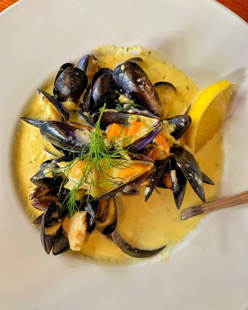 Seafood Bisque at Copper Alley Bistro in Dublin (Ireland itinerary)