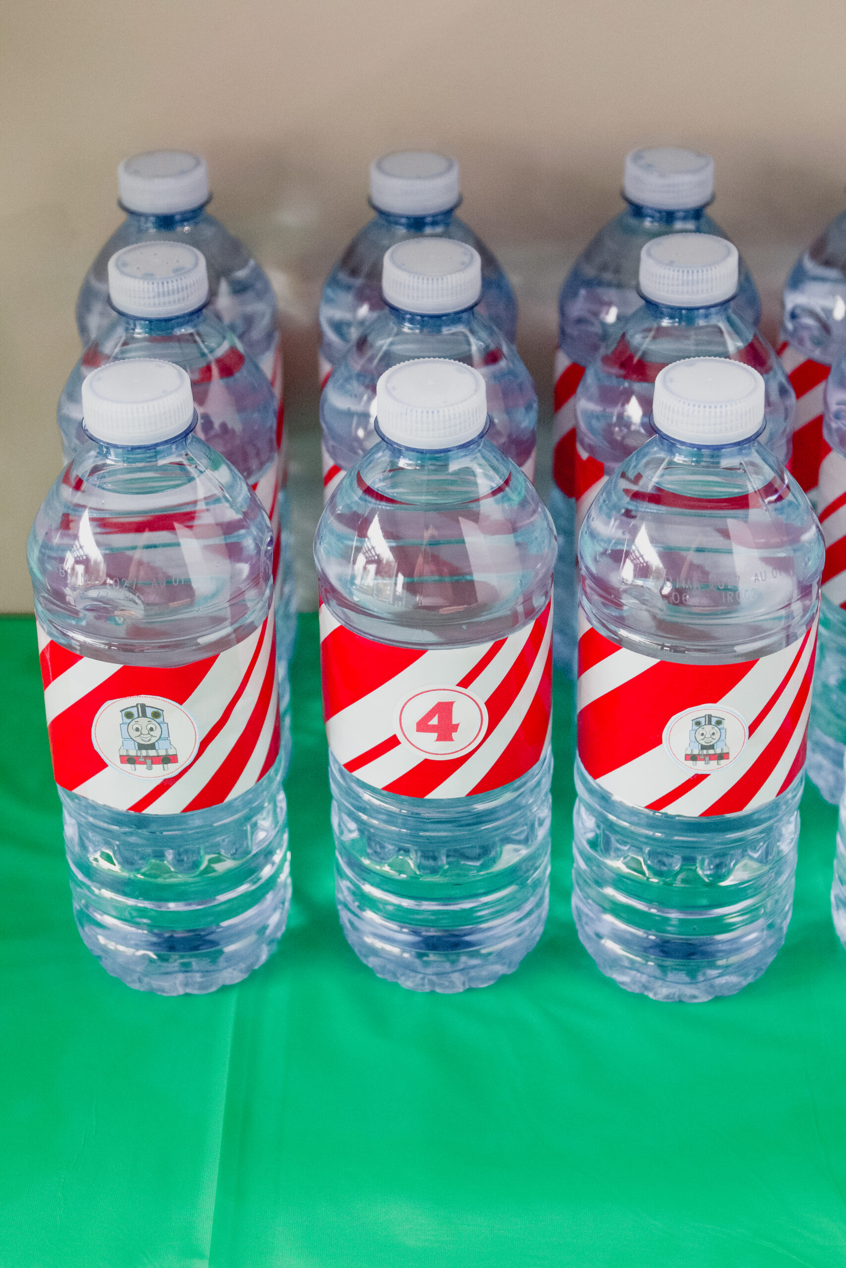 Thomas and Friends Party Food Idea (Wrapped Water Bottles)