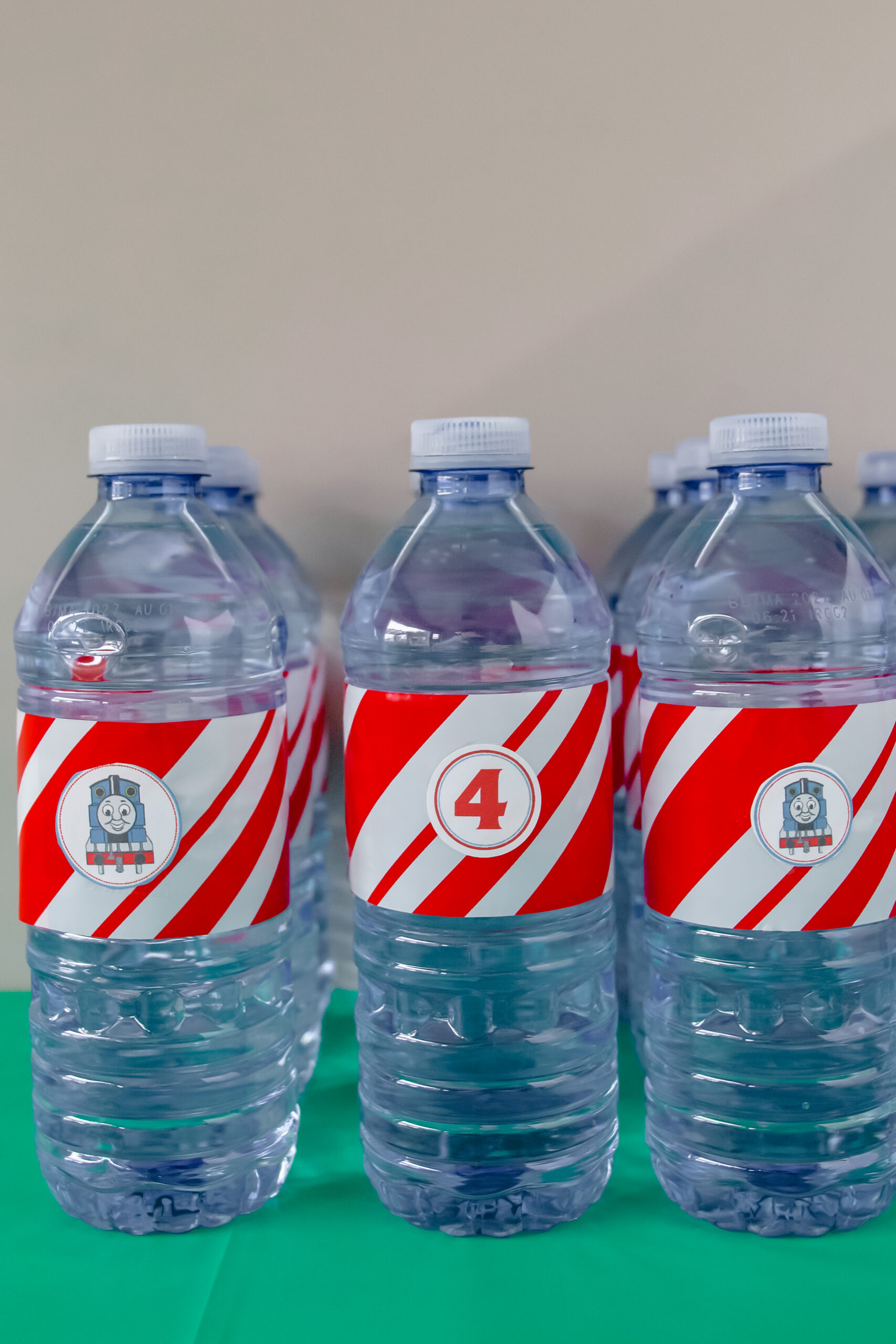 Thomas and Friends Party Food Idea (Wrapped Water Bottles)