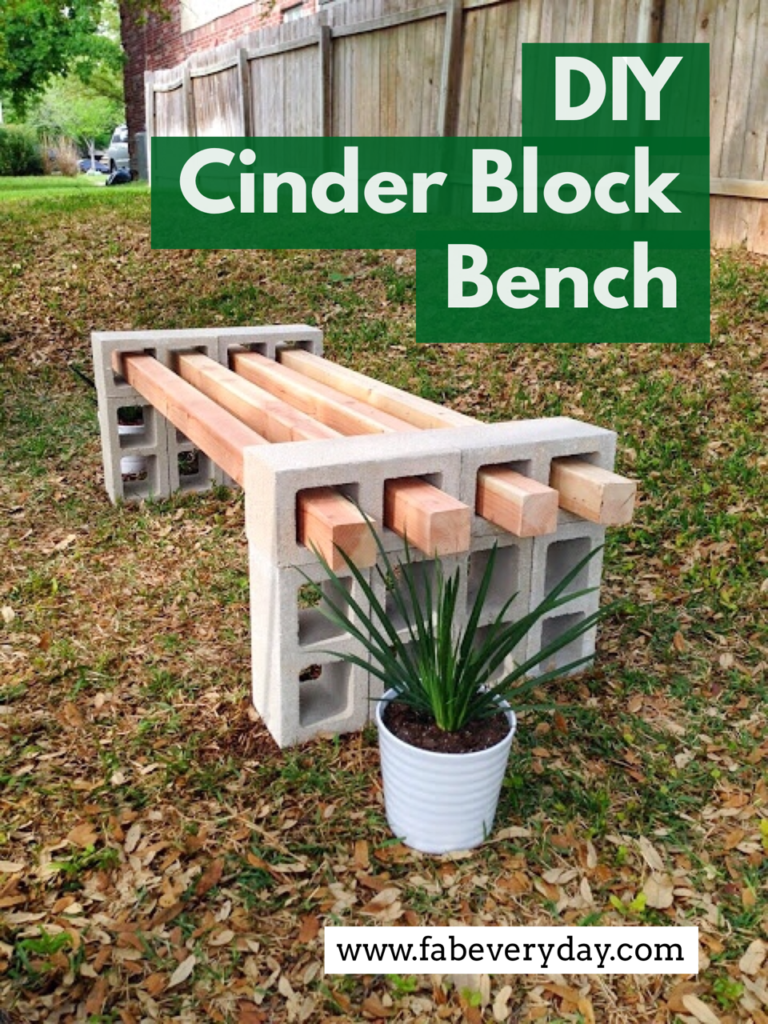 Diy Cinder Block Bench Fab Everyday, Fire Pit Made Out Of Cinder Blocks