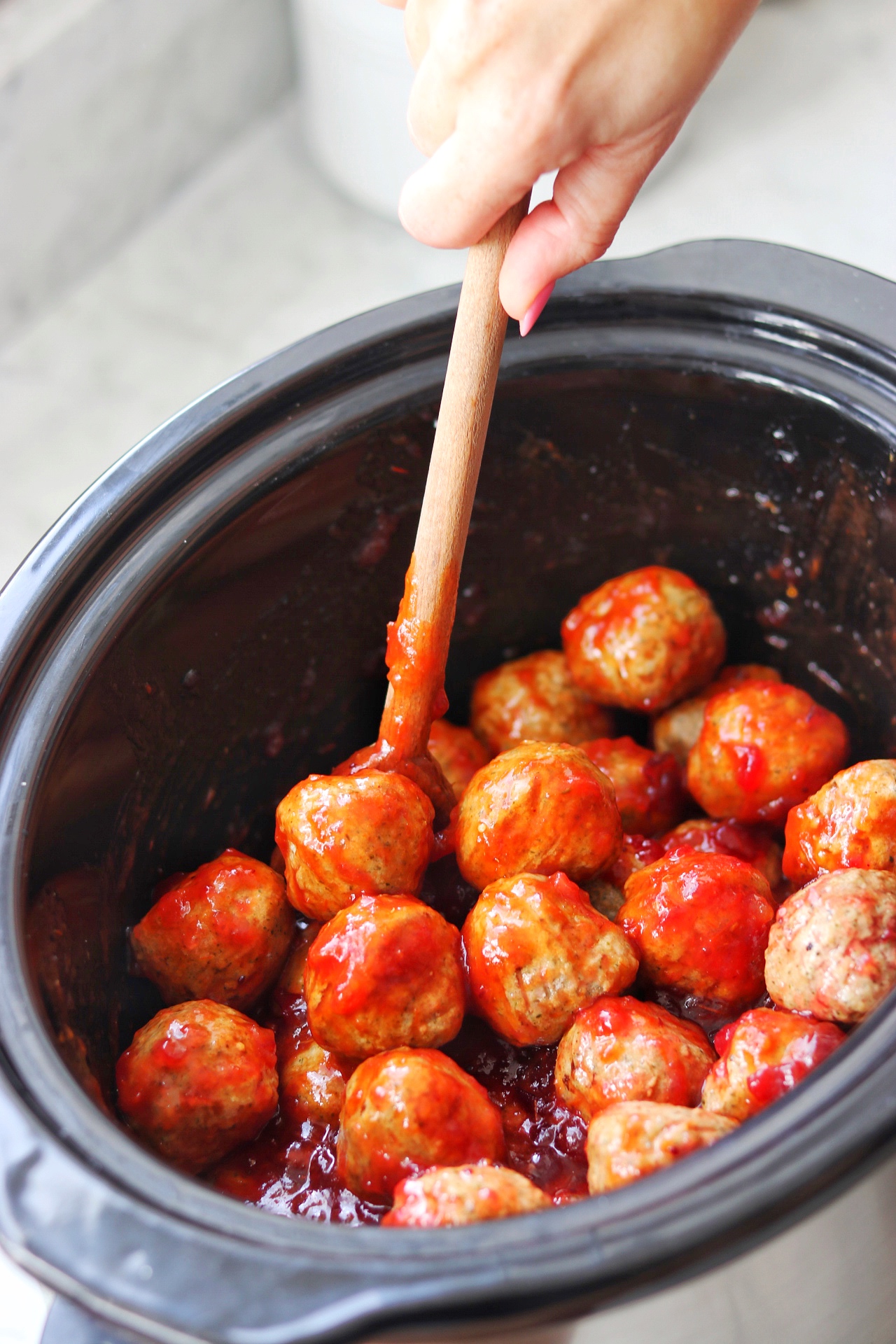 Heinz chili sauce meatballs in the crock pot or slow cooker