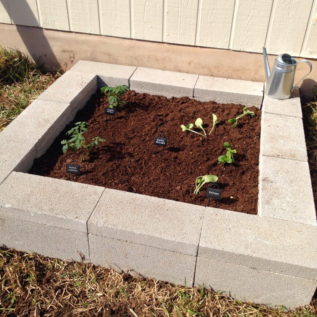 DIY Cinder Block Raised Garden Bed - Fab Everyday