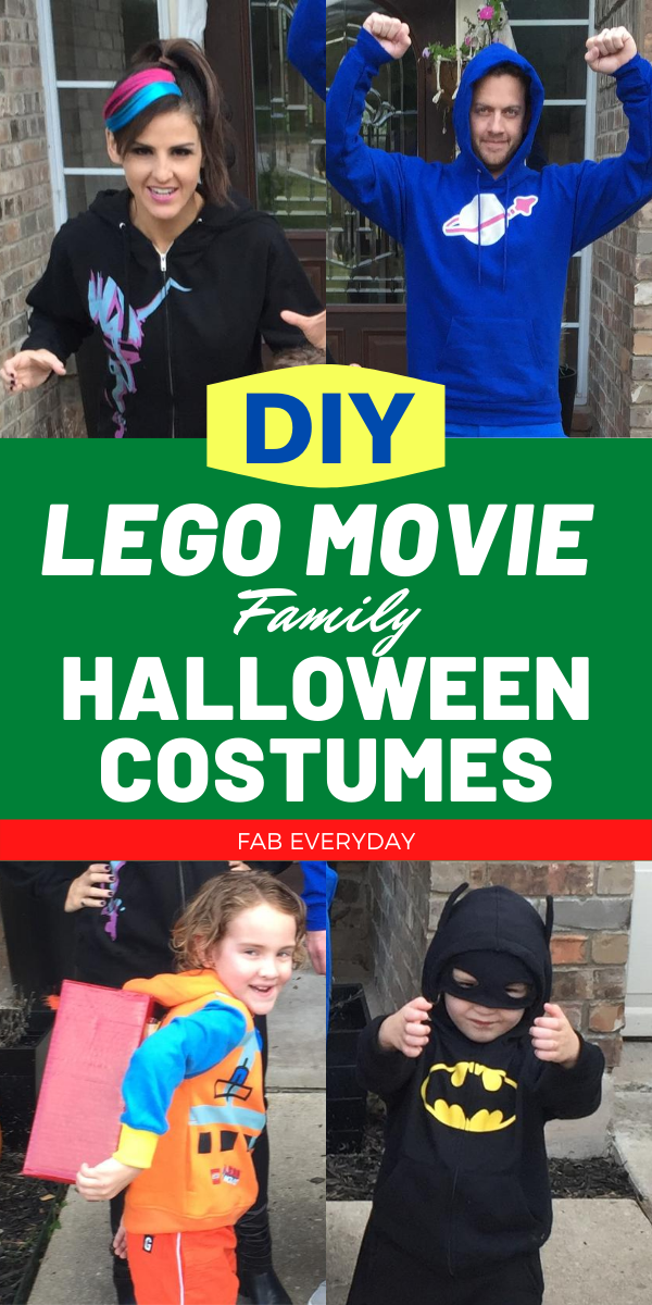 Super Easy DIY LEGO Movie Costumes for the Whole Family (Wyldstyle, Benny, Emmet, Batman)