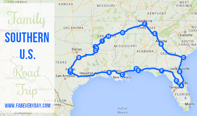 road trip across southern us
