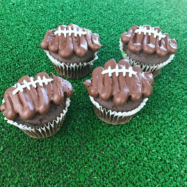 homemade football cupcakes for a football party