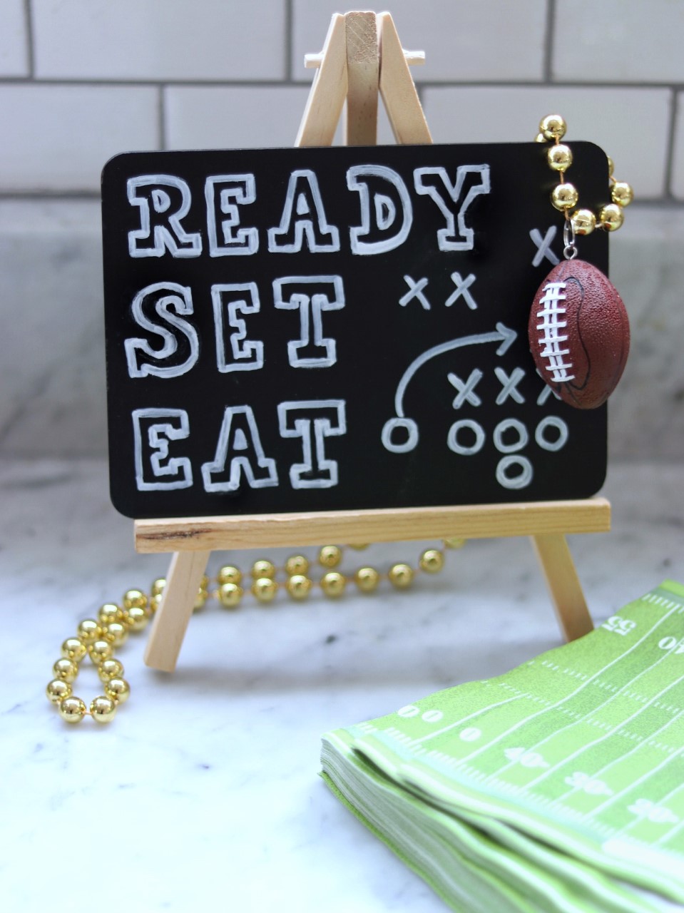 football party decorations: ready set eat food sign