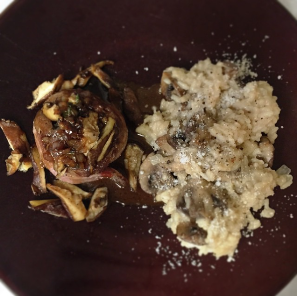 Romantic valentines dinner ideas: Big Sexy Steaks with Tarragon Mushrooms and Mushroom Risotto