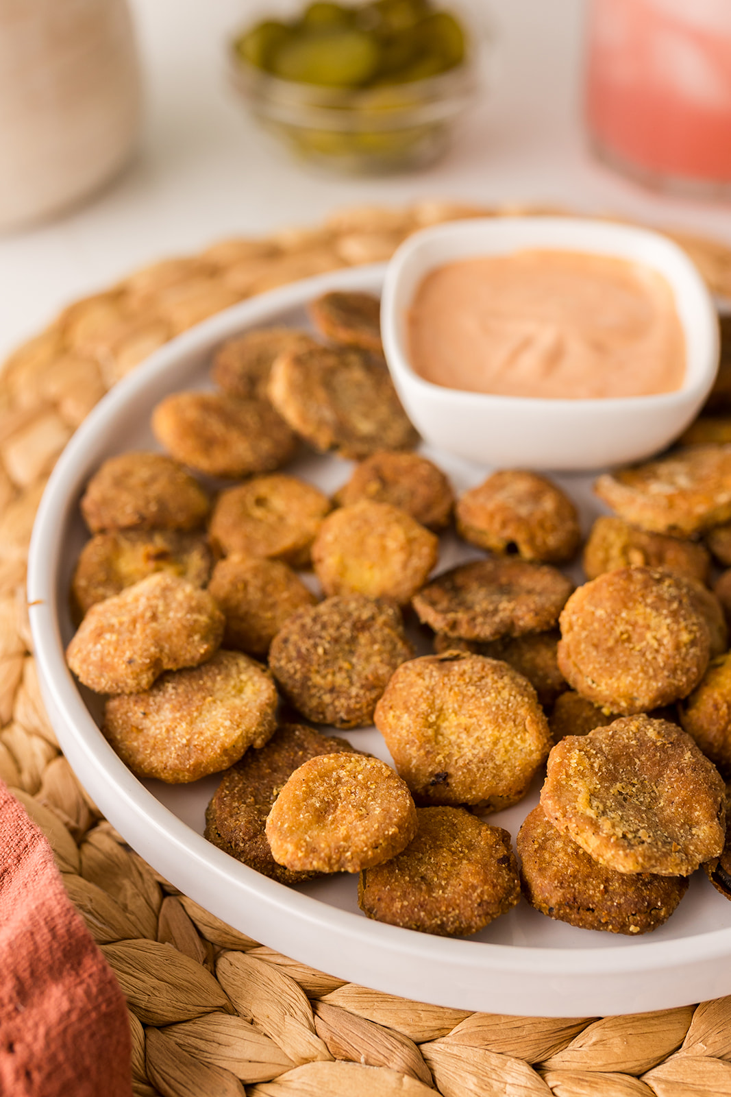 Lighter Air Fryer Fried Pickles with Sriracha Mayo Recipe