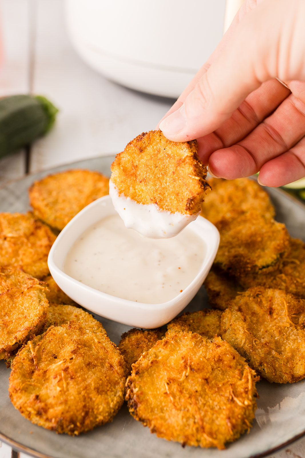 zucchini chips in air fryer - low guilt recipe for air fryer zucchini chips
