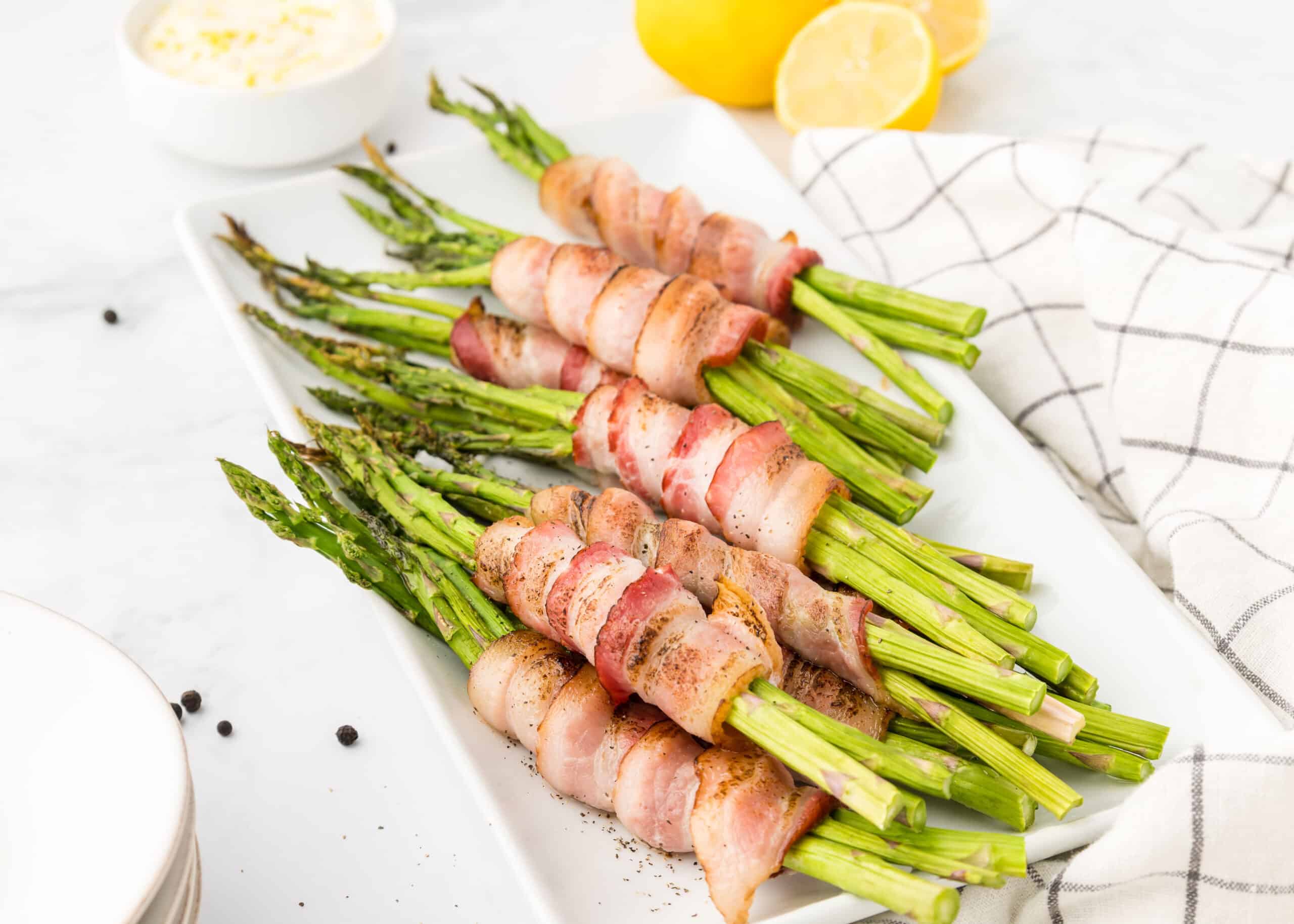 grilled bacon wrapped asparagus recipe with lemon aioli