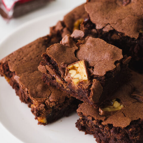Snickers Brownies recipe (great for using up that leftover Halloween candy)