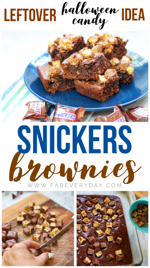 Snickers Brownies recipe (great for using up that leftover Halloween candy)