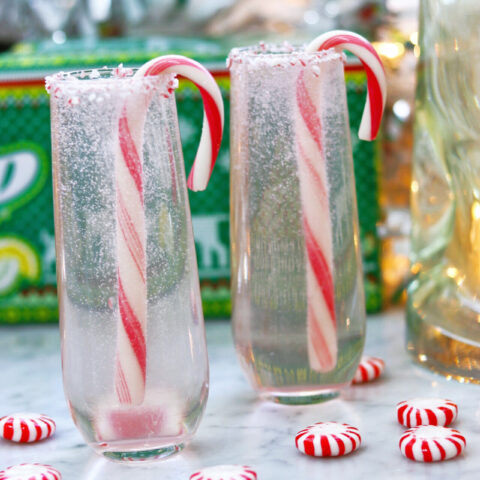 Candy Cane Spritzer cocktail recipe - easy holiday party drink idea