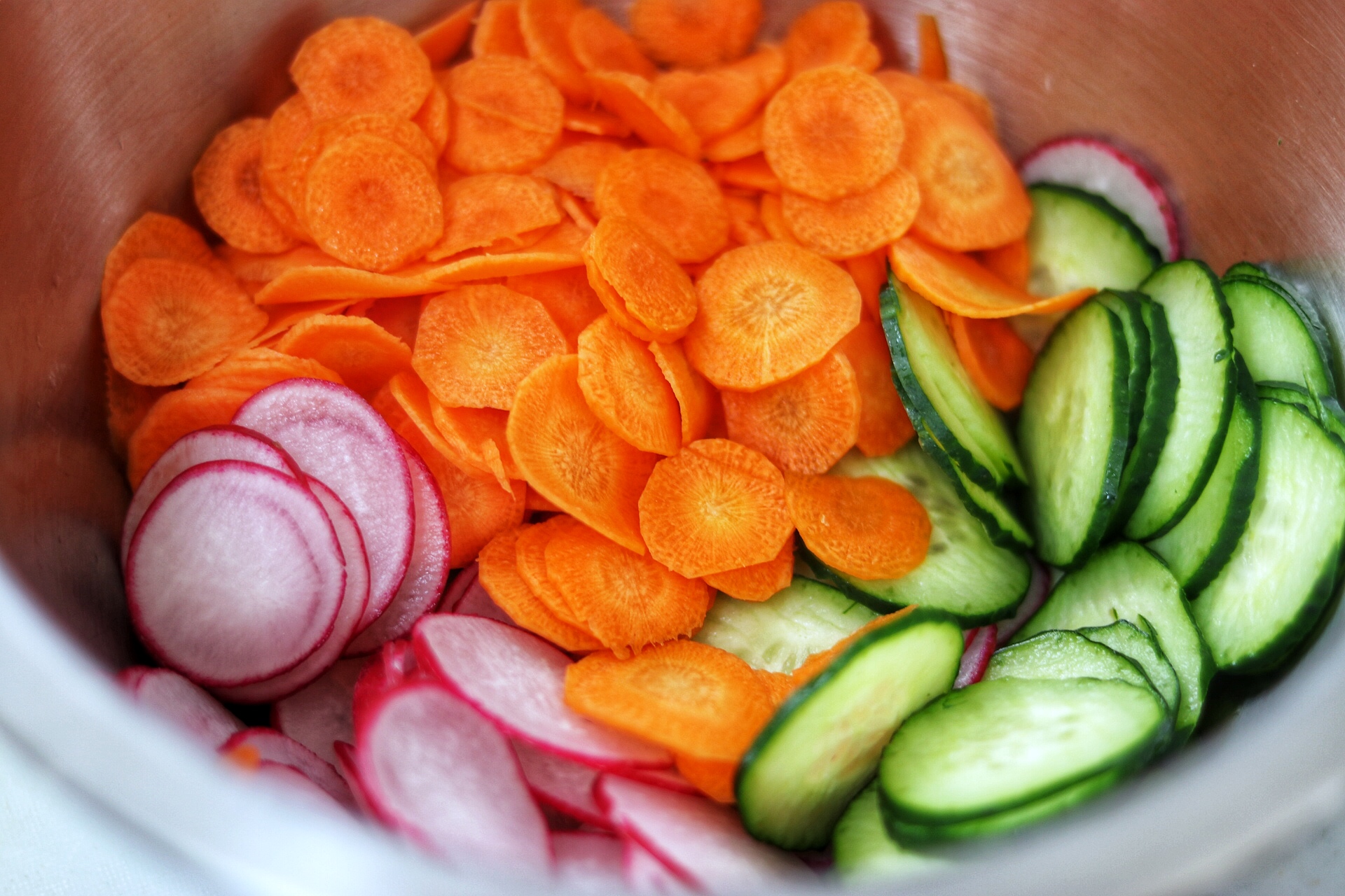 quick pickled vegetables for a banh mi bowl