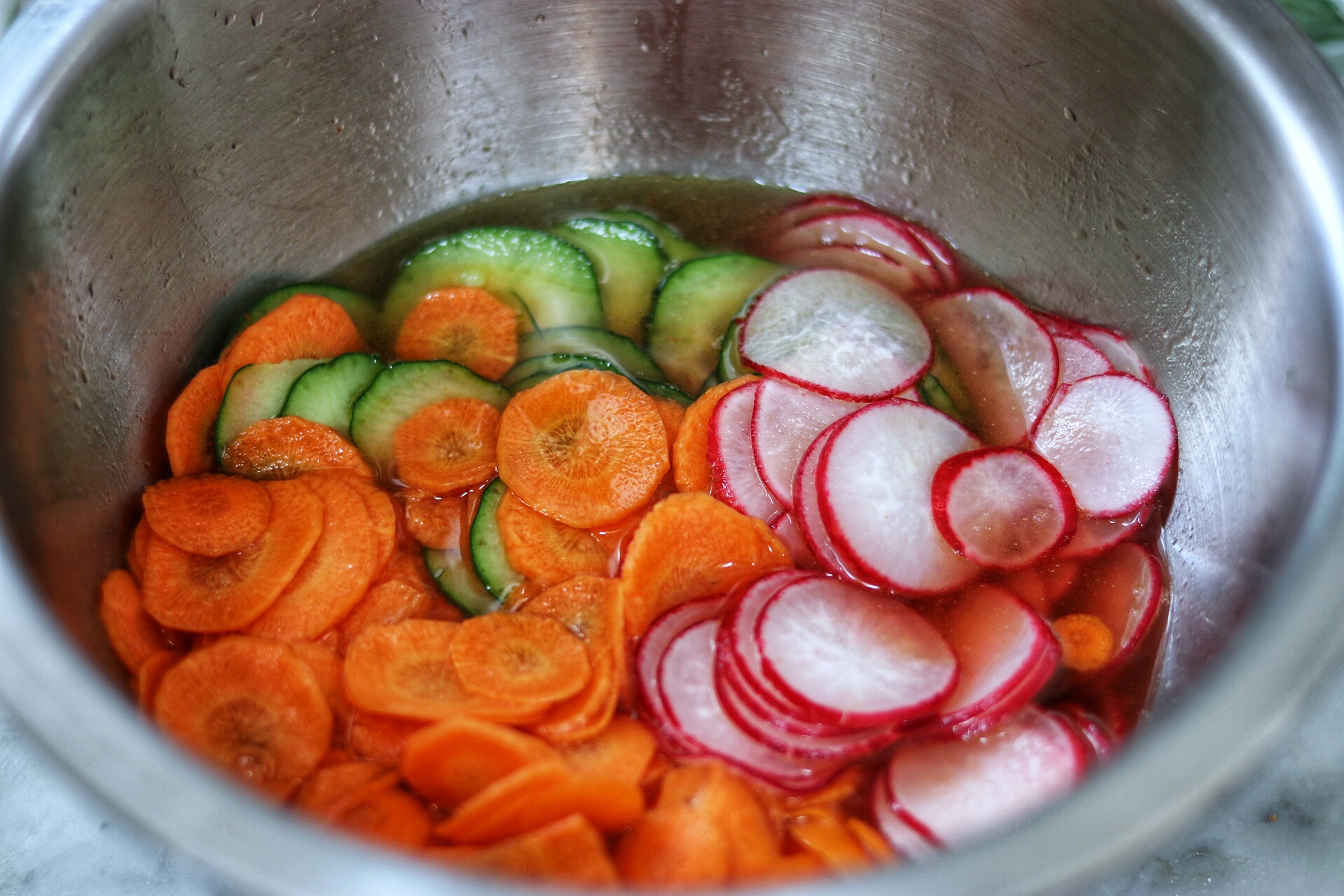 quick pickled vegetables for banh mi bowls