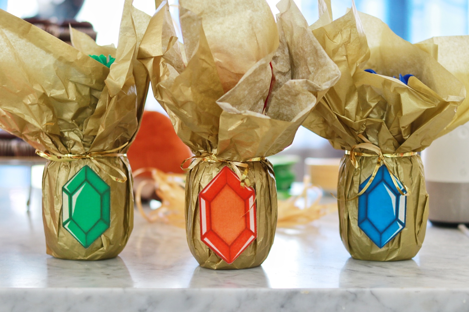 DIY rupee bags for a Zelda birthday party