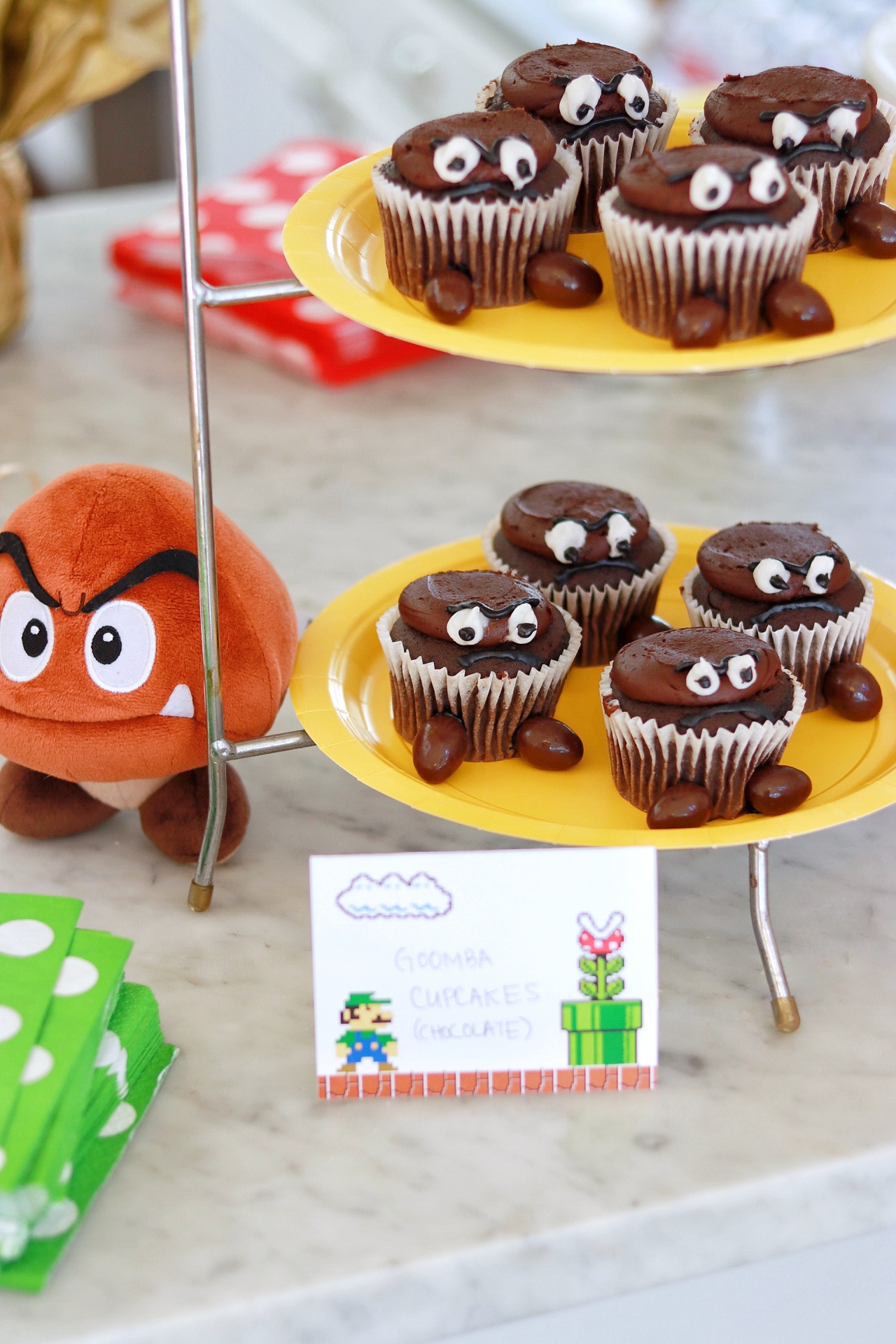 Goomba cupcakes for a birthday party