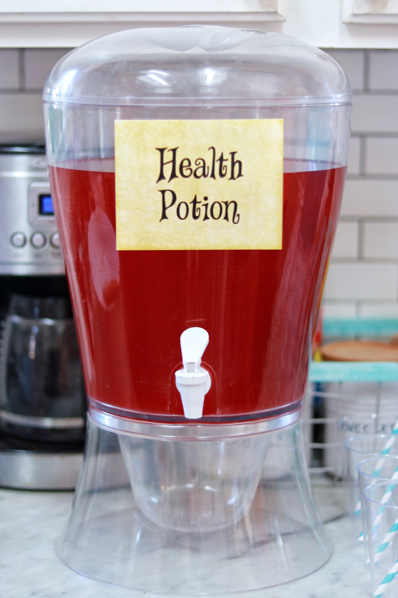 Zelda birthday party health potion drink