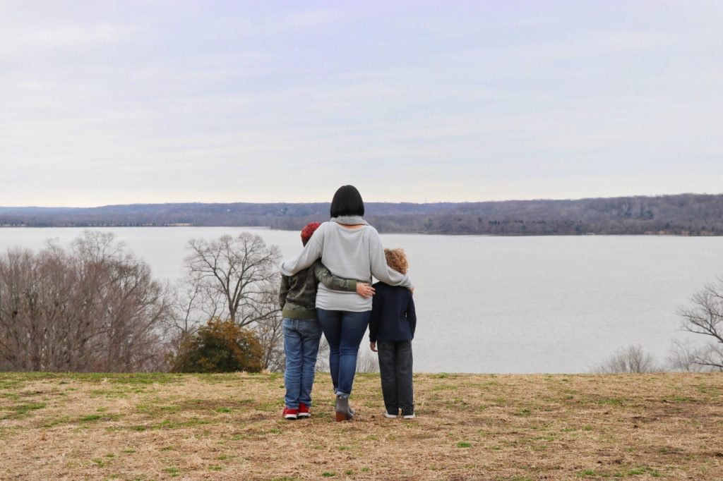 Family road trip to Washington dc: Looking out over the Potomac River from George Washington's Mount Vernon estate