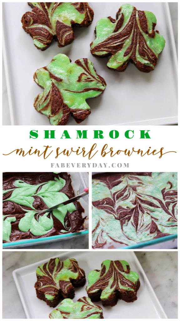 Mint Swirl Shamrock Brownies recipe for St. Patrick's Day