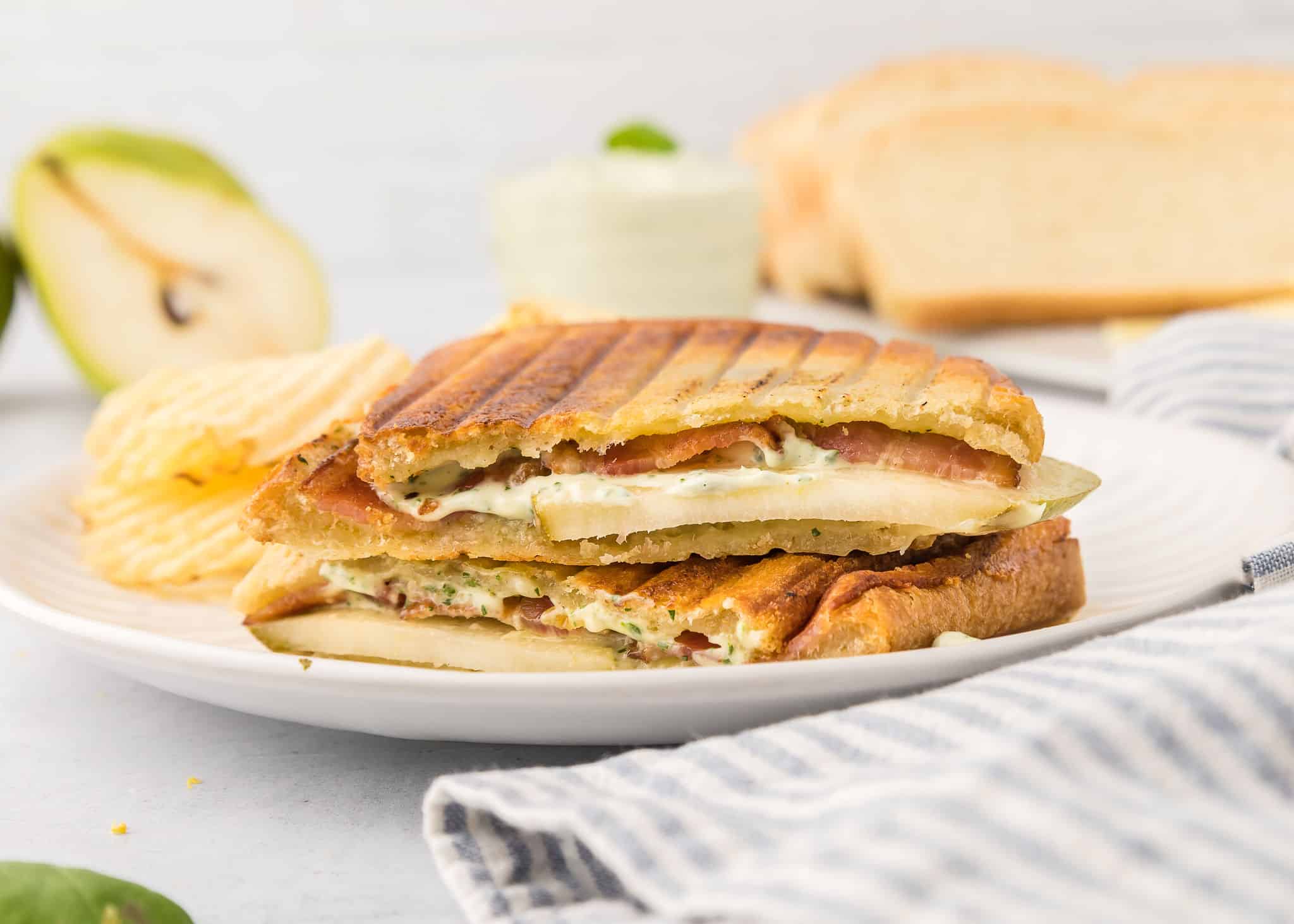 Pear and Bacon Panini with Basil Aioli (bacon pear grilled cheese recipe)