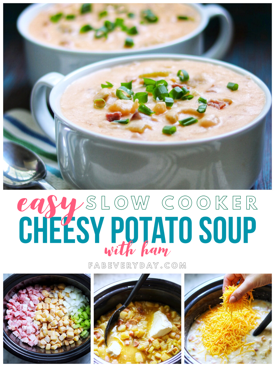 The BEST Slow Cooker Cheesy Potato and Ham Soup (great recipe for leftover ham!)