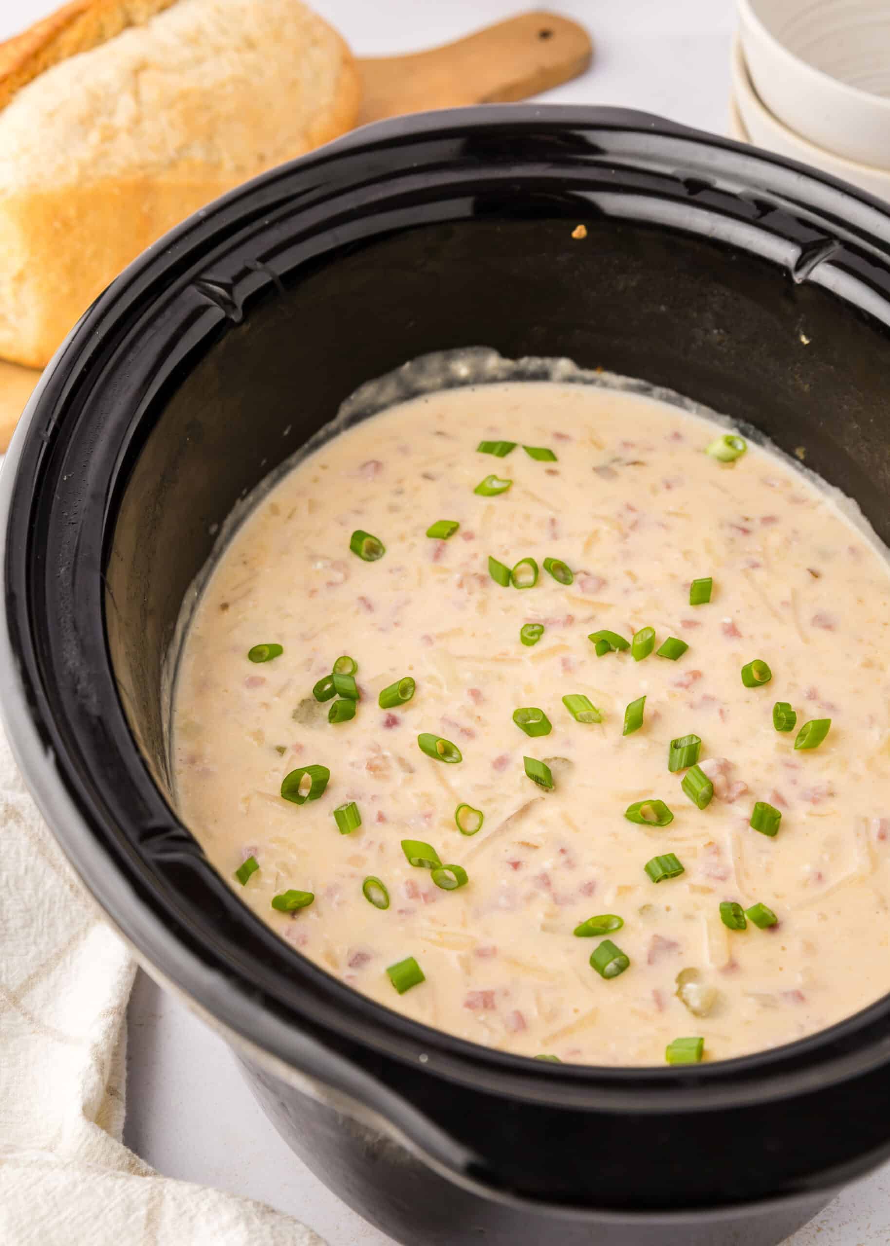 Cheesy Potato and Ham Soup made in the slow cooker