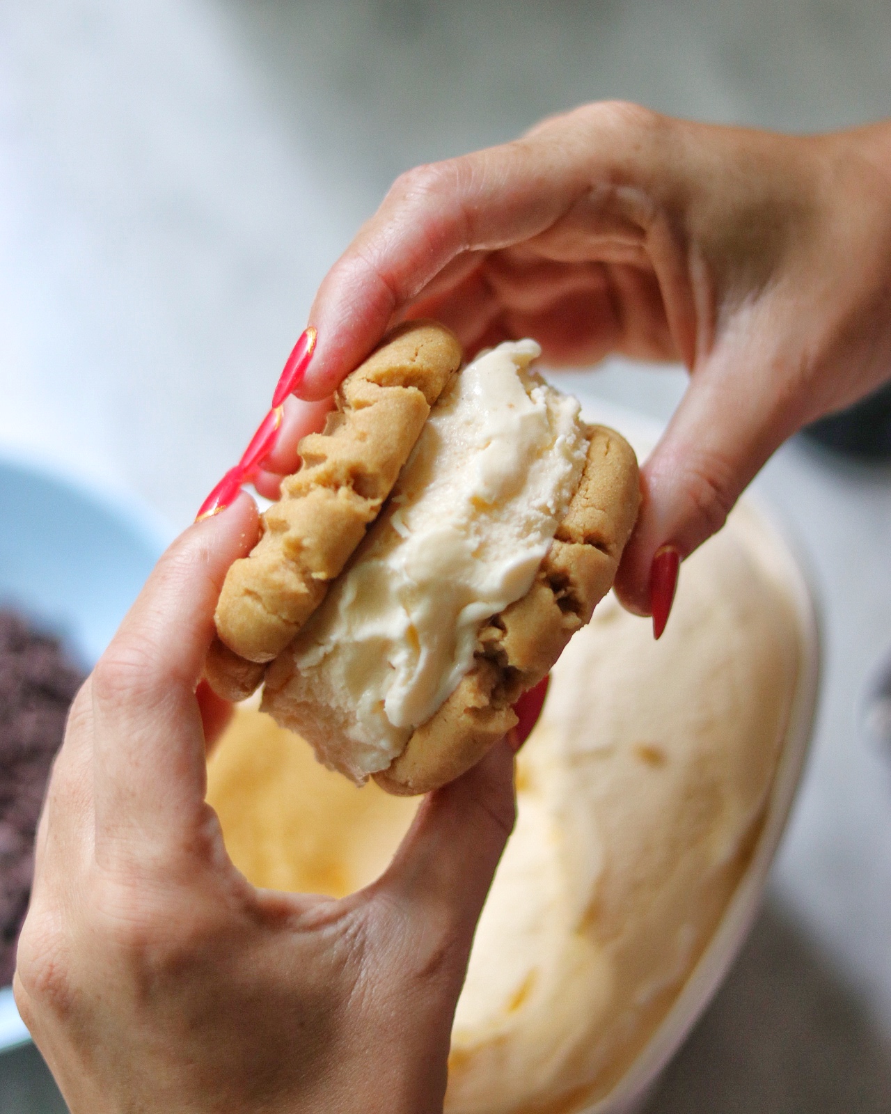 Peanut Butter Cookie Ice Cream Sandwiches