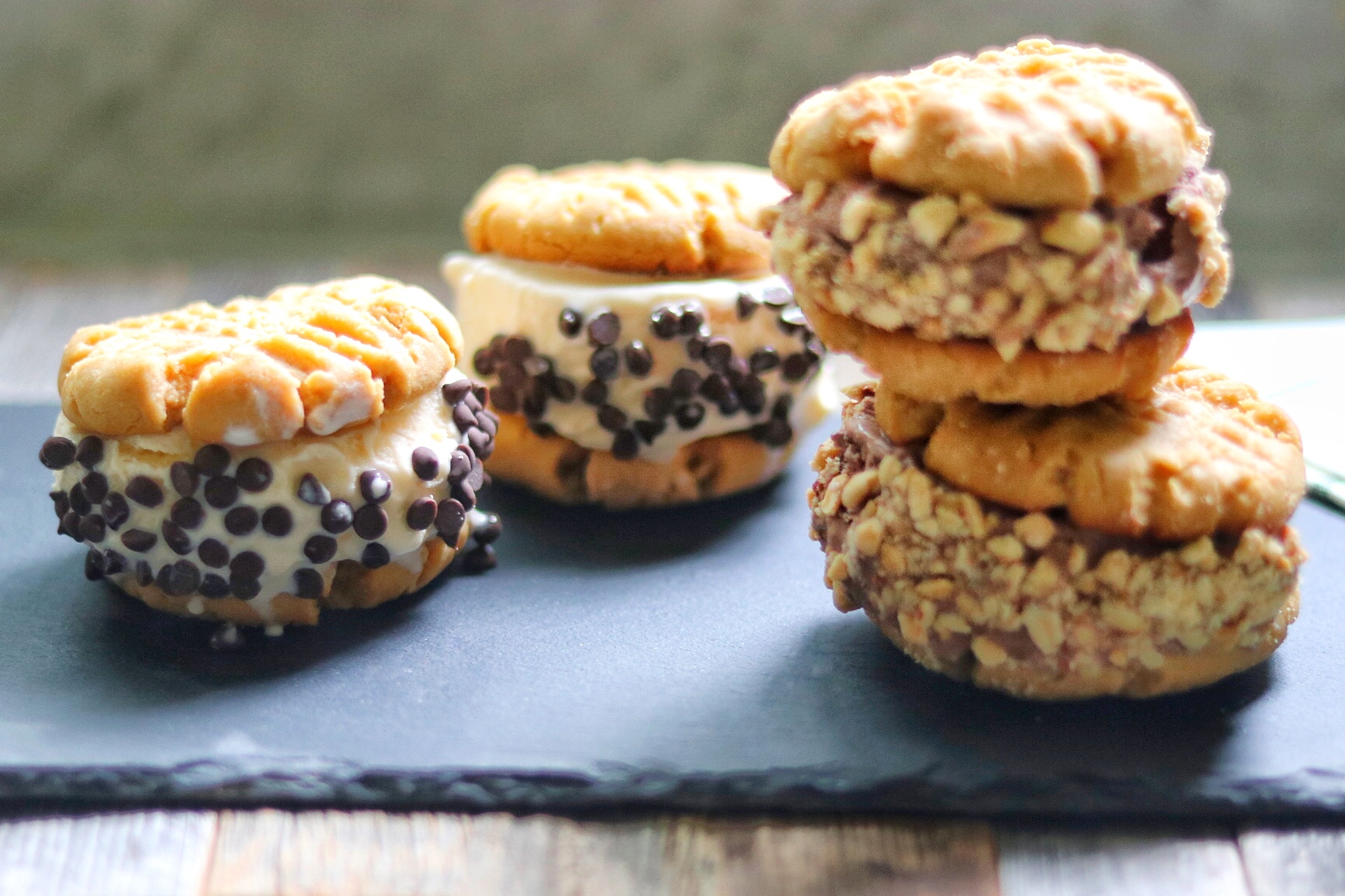 Peanut Butter Cookies Ice Cream Sandwiches
