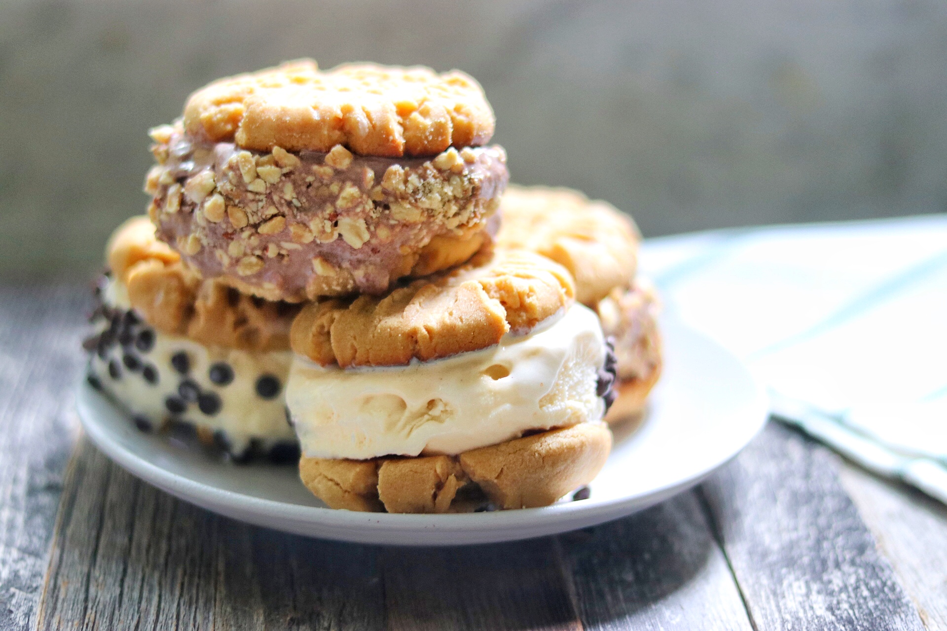 Peanut Butter Cookie Ice Cream Sandwiches