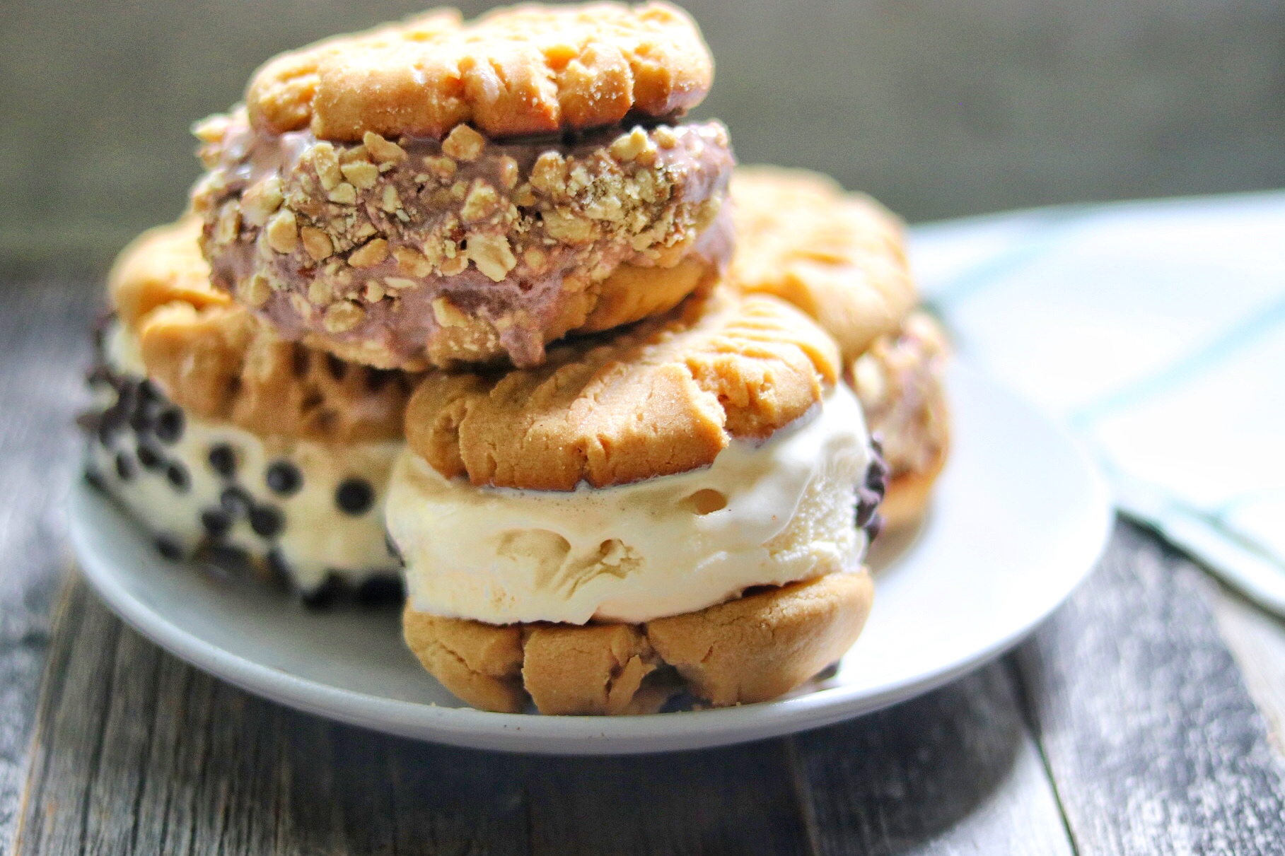 Peanut Butter Cookie Ice Cream Sandwiches