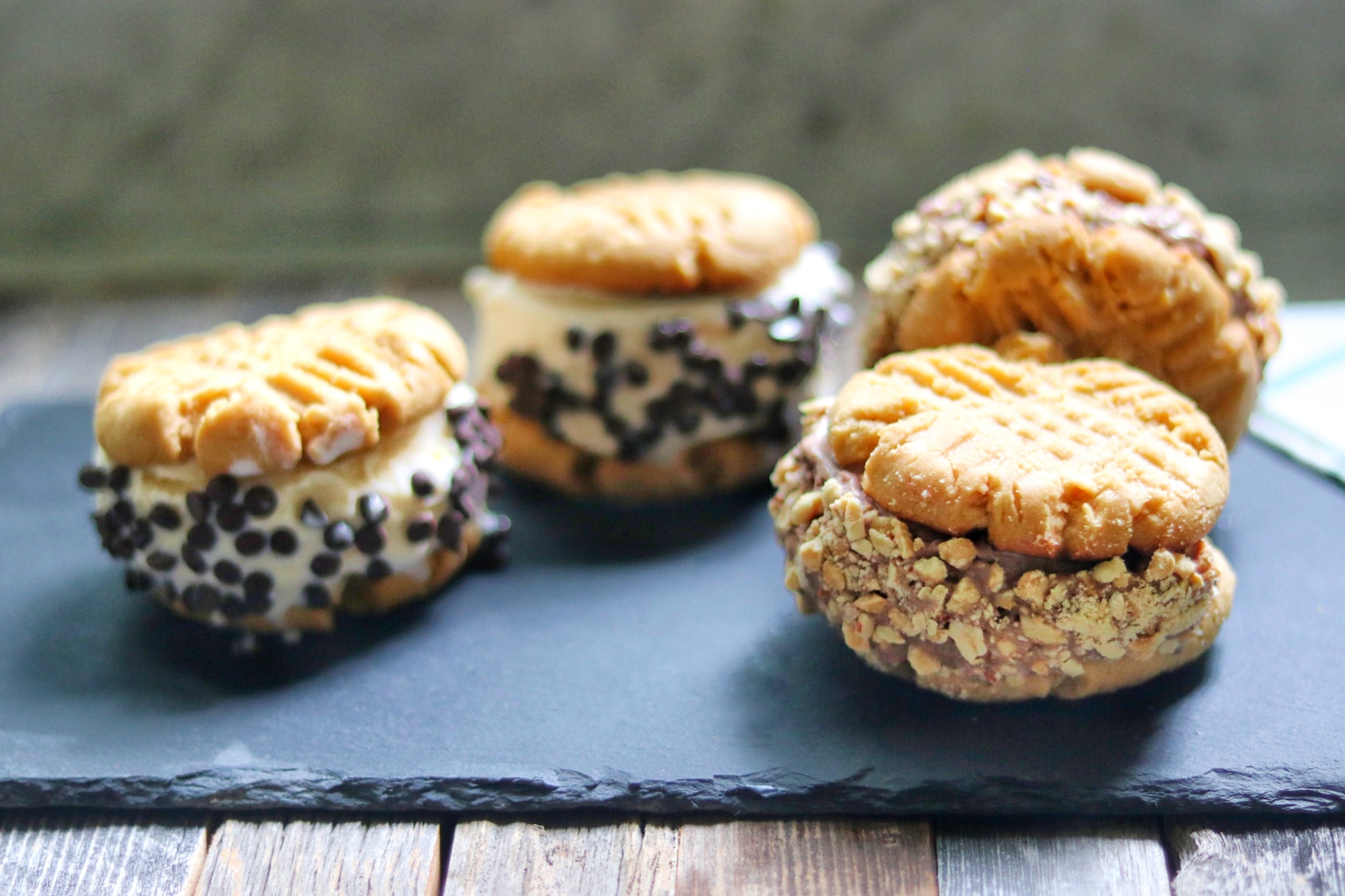 Peanut Butter Cookies Ice Cream Sandwiches