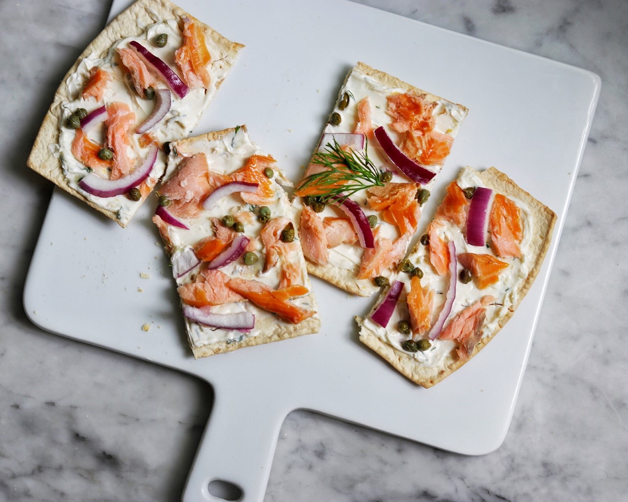 Hot Smoked Salmon Flatbread Pizza