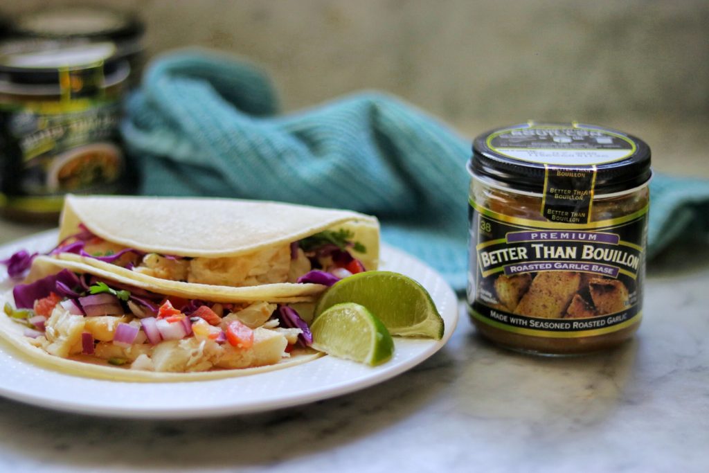 Garlic-Lime grilled fish tacos