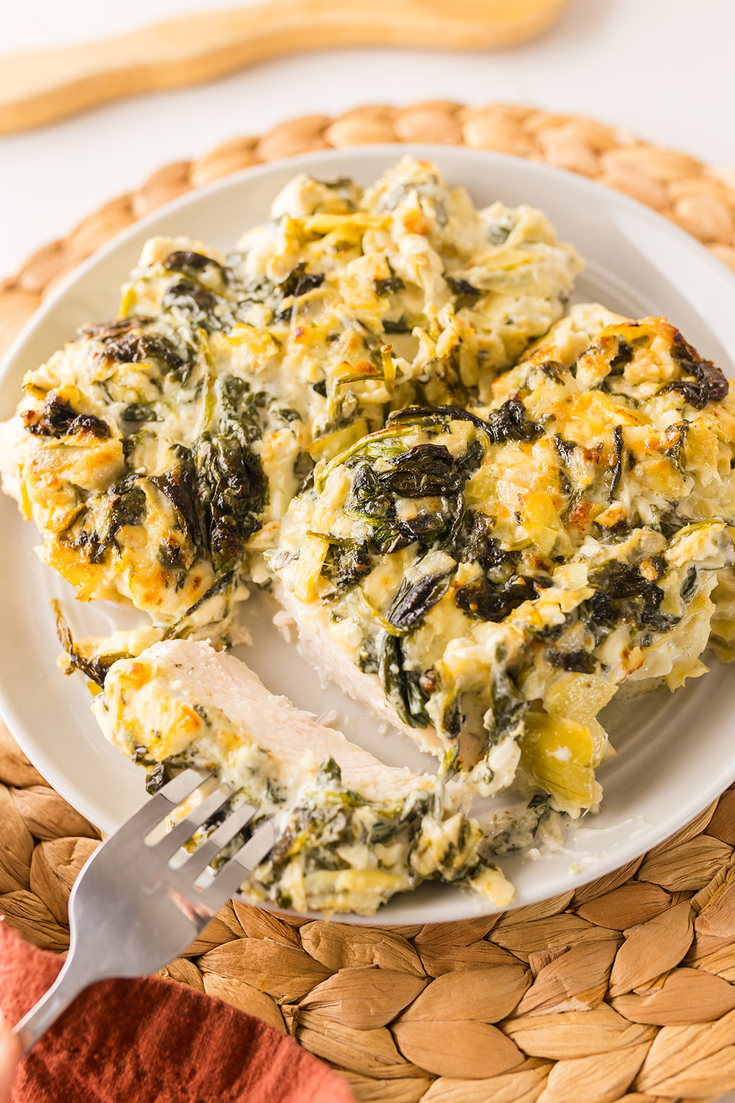 Keto Baked Spinach-Artichoke Chicken Breasts recipe