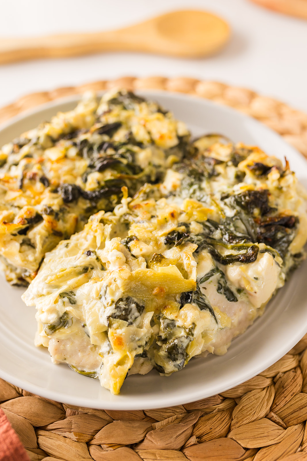 Keto Baked Spinach-Artichoke Chicken Breasts recipe - Fab Everyday