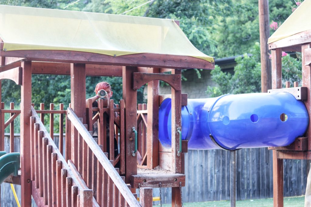 Playscape for kid-friendly dining fun at Ski Shores in Austin