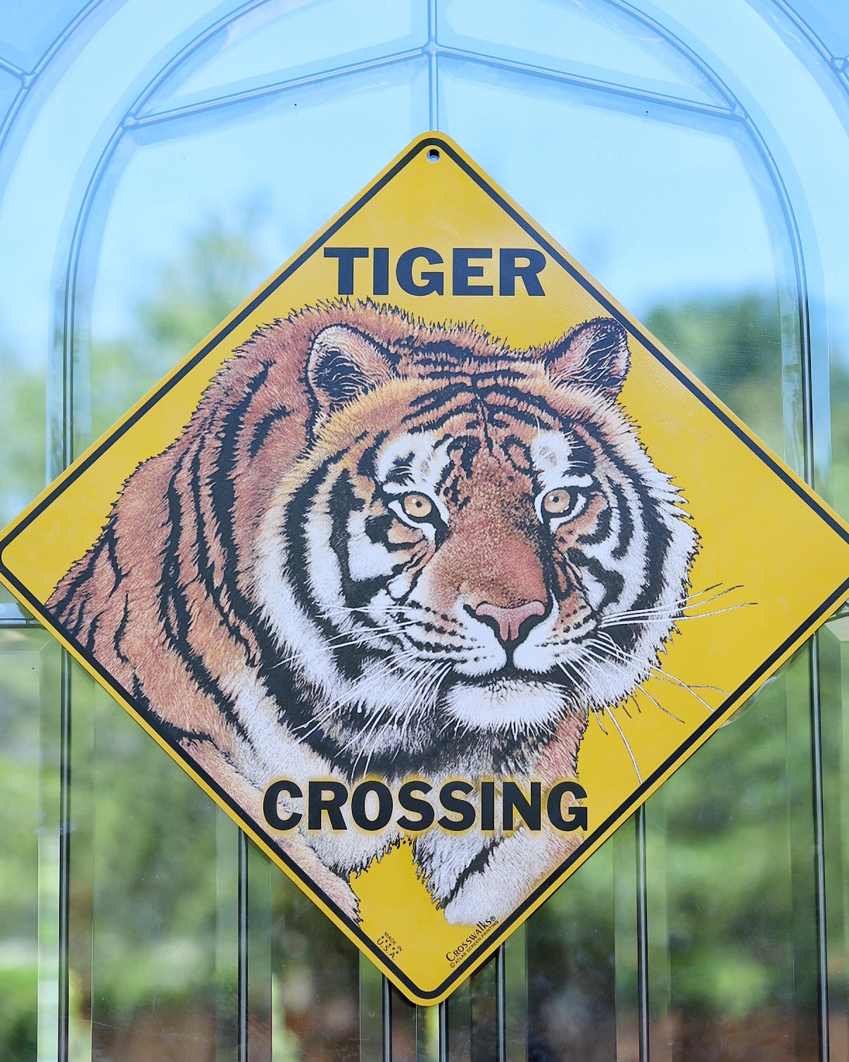 tiger crossing sign as decor for a tiger themed birthday party