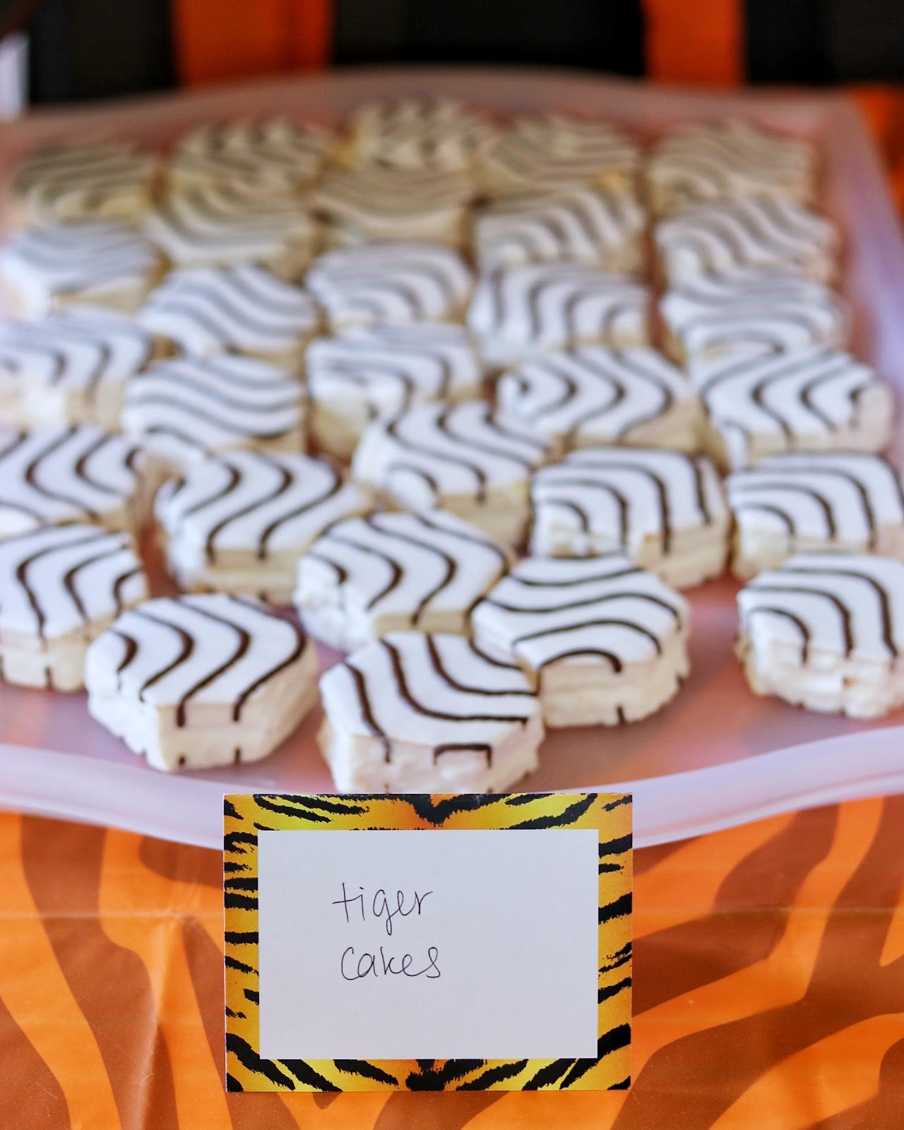 zebra cakes for a tiger themed party food idea