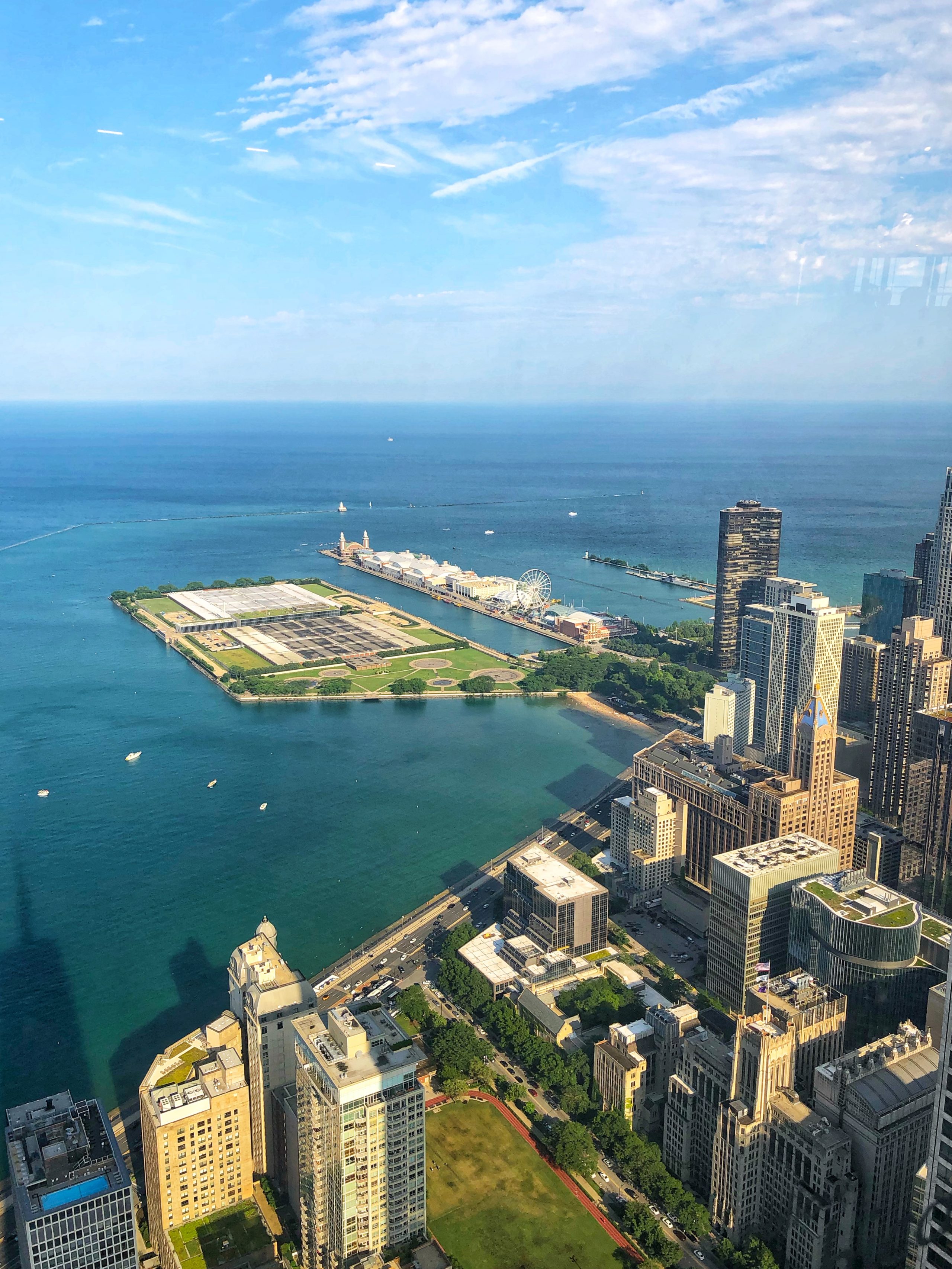 view from the 360 chicago observation deck at the john hancock building