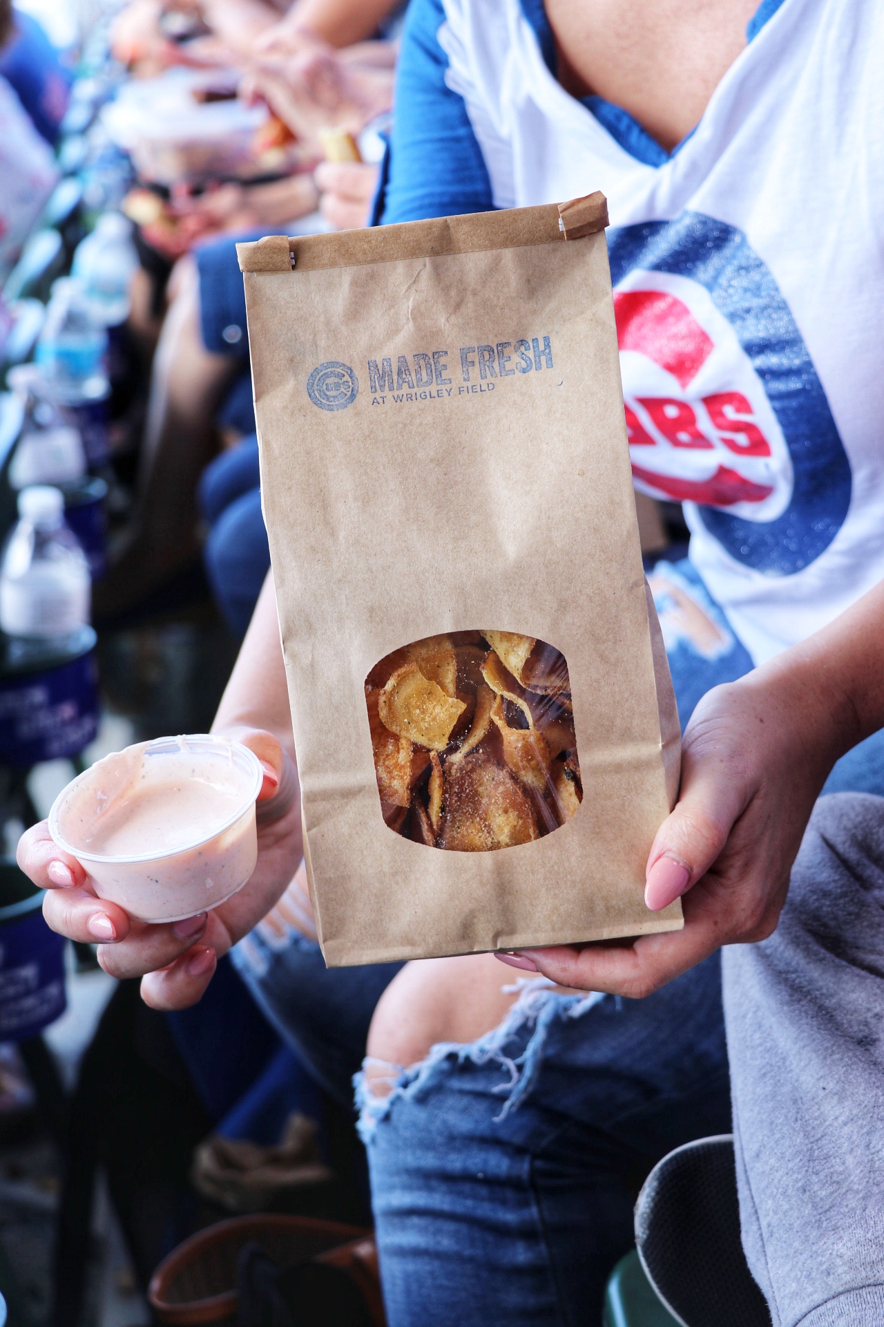concessions at wrigley field: house made potato chips with buffalo ranch dipping sauce