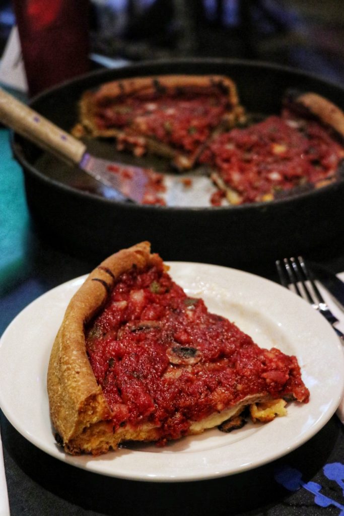 chicago style deep dish pizza at gino's east 